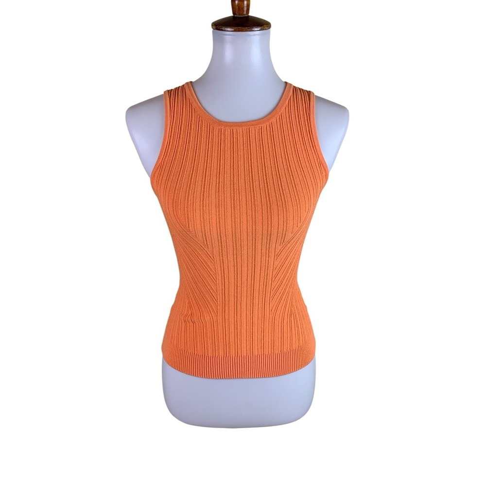 Favorite Daughter Orange Ribbed Knit Tank Top XS Sleeveless‎ Fitted Casual